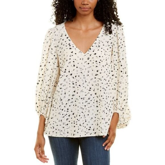 Traffic People White & Black Embroidered Mollie Blouse L - Picture 2 of 8